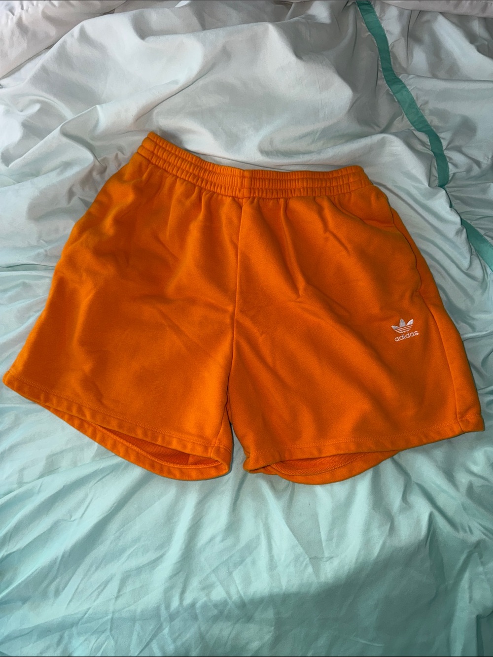 adidas Bright Orange Athletic Shorts with Trefoil Logo